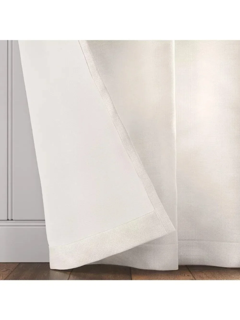 Threshold Light Filtering Pebbled Satin Ivory Off White Curtain Panel 34